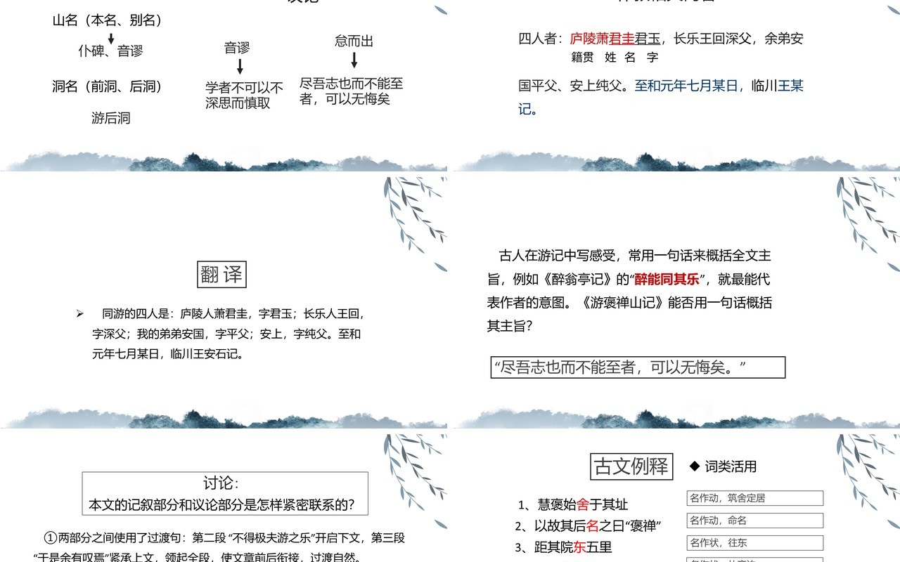 部编版高中语文必修二游褒禅山记课件PPT模板