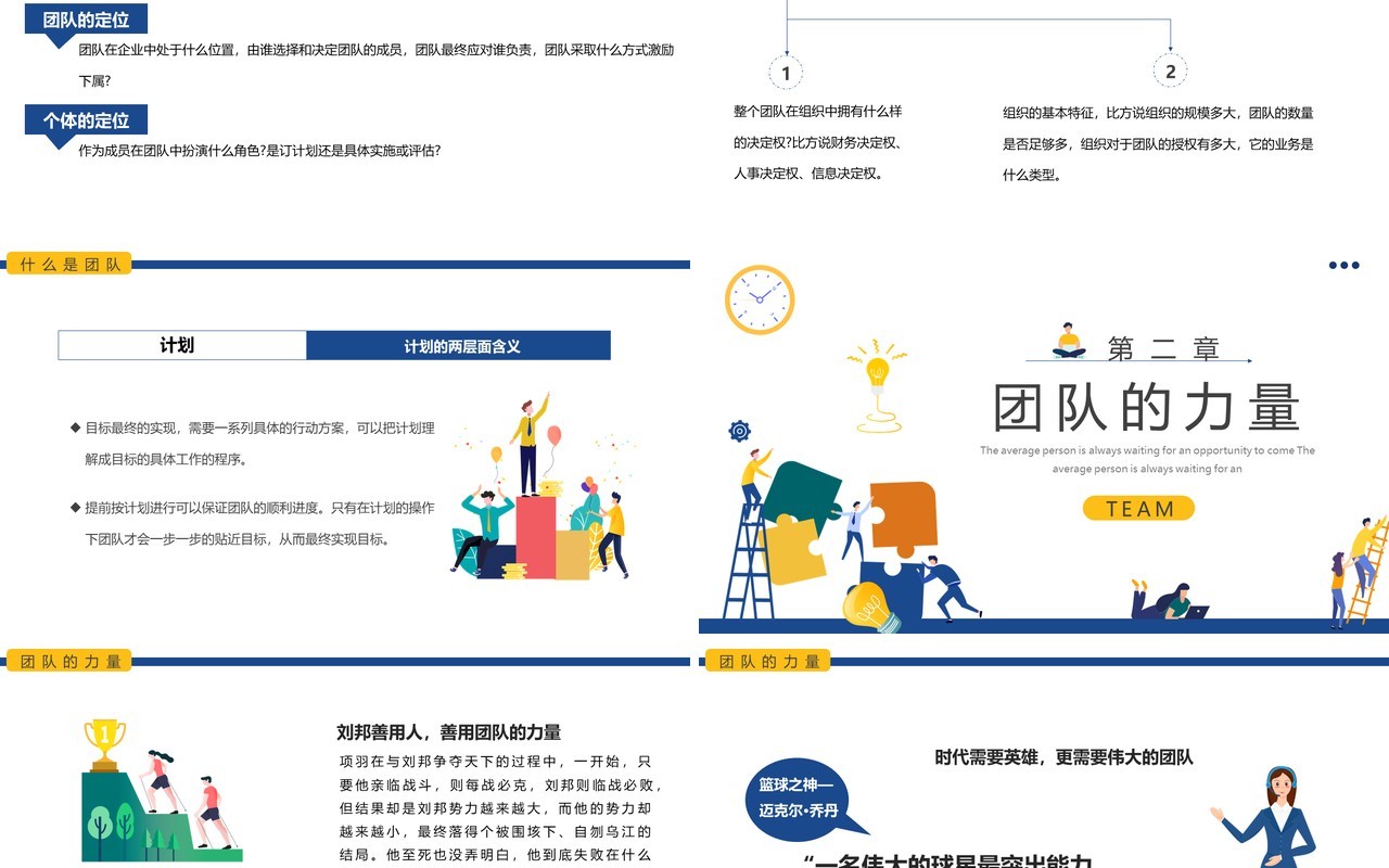 蓝色简约扁平团队建设与管理培训PPT模板
