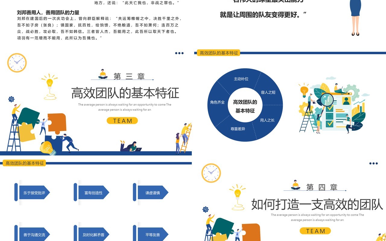 蓝色简约扁平团队建设与管理培训PPT模板