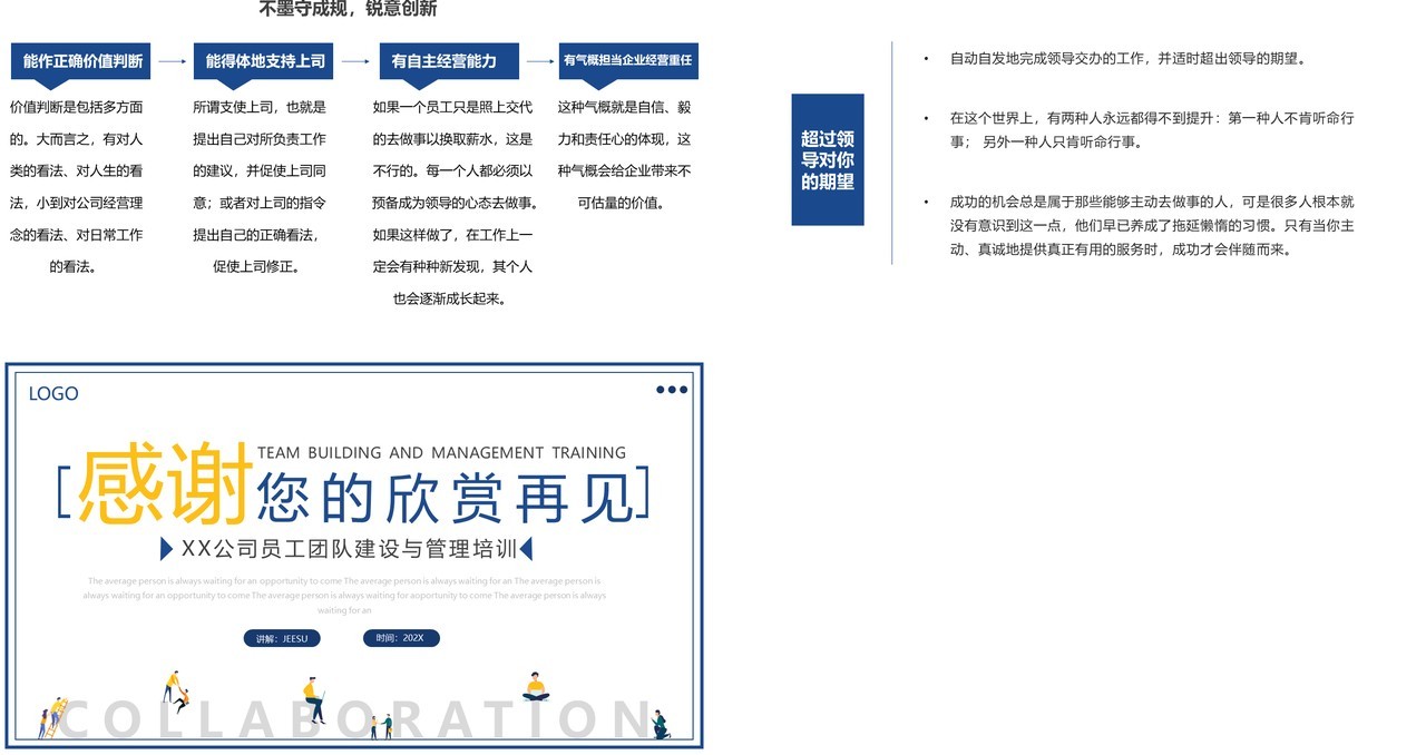 蓝色简约扁平团队建设与管理培训PPT模板