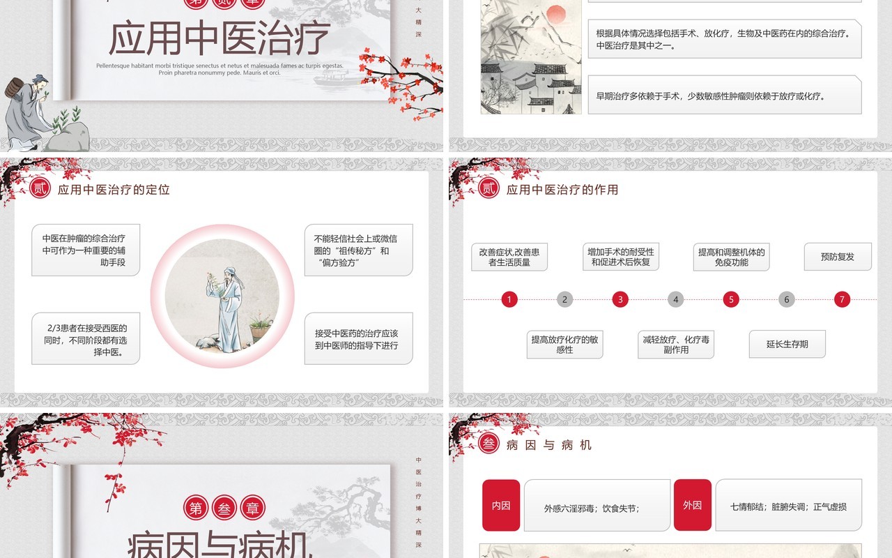 水墨中国风癌症患者中医治疗PPT模板