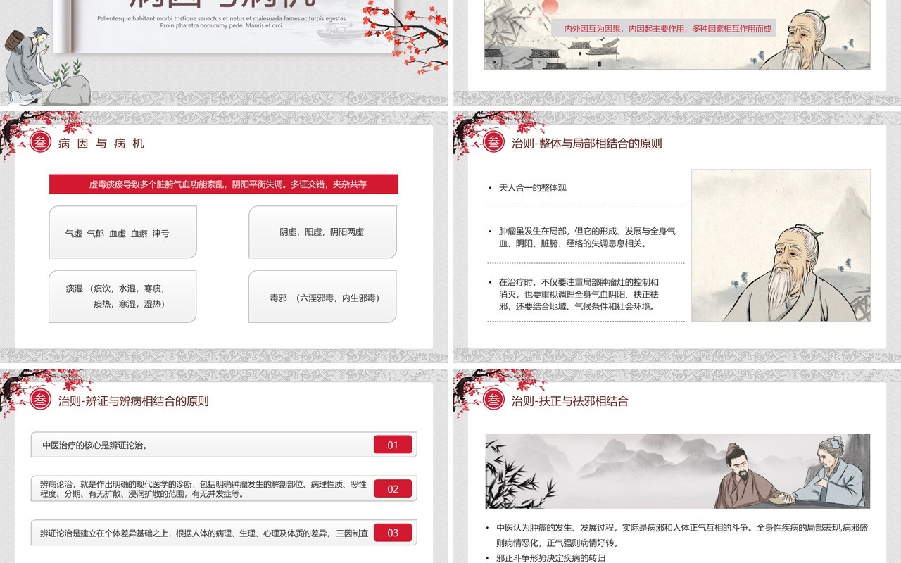 水墨中国风癌症患者中医治疗PPT模板