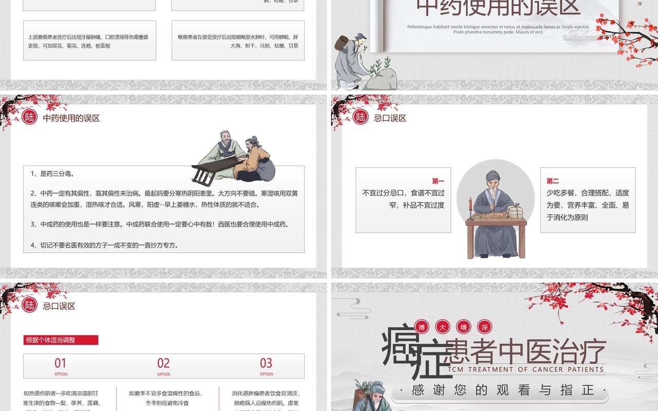 水墨中国风癌症患者中医治疗PPT模板