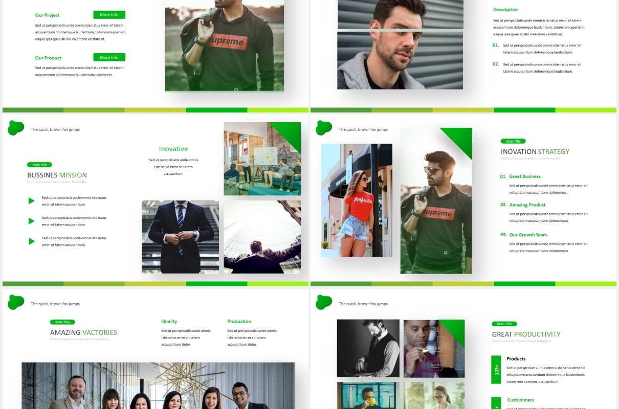 绿色商务工作计划总结汇报PPT国外模板Workspace - Powerpoint Template