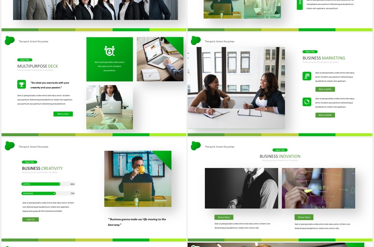 绿色商务工作计划总结汇报PPT国外模板Workspace - Powerpoint Template