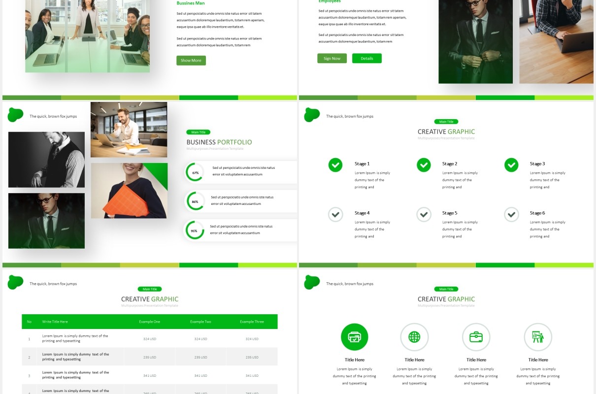 绿色商务工作计划总结汇报PPT国外模板Workspace - Powerpoint Template