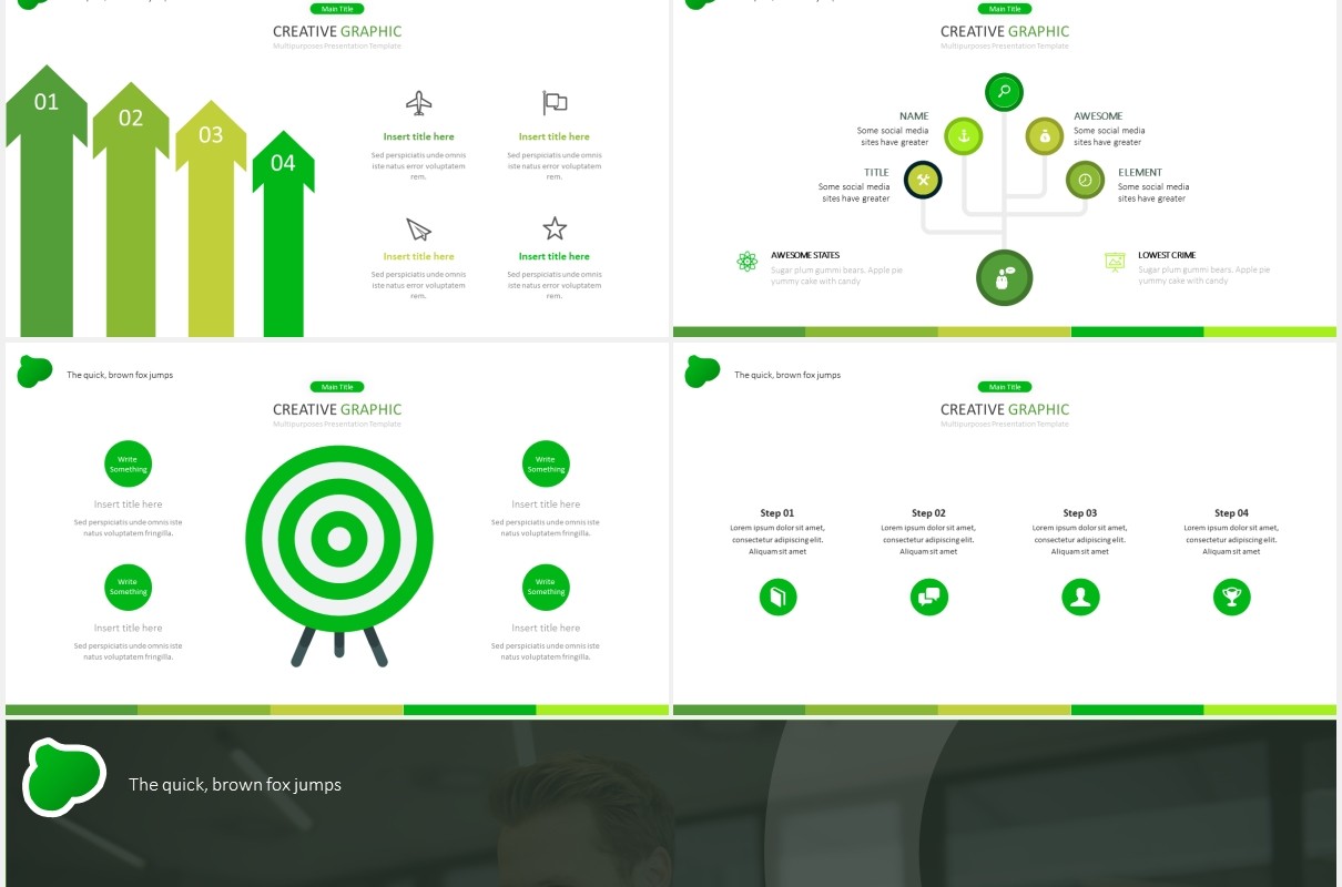 绿色商务工作计划总结汇报PPT国外模板Workspace - Powerpoint Template