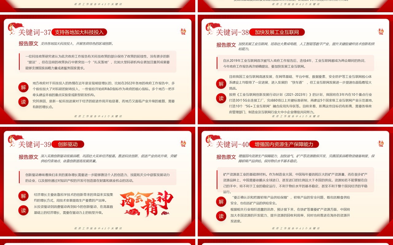 红色党政风政府工作报告中四十三个关键词PPT模板