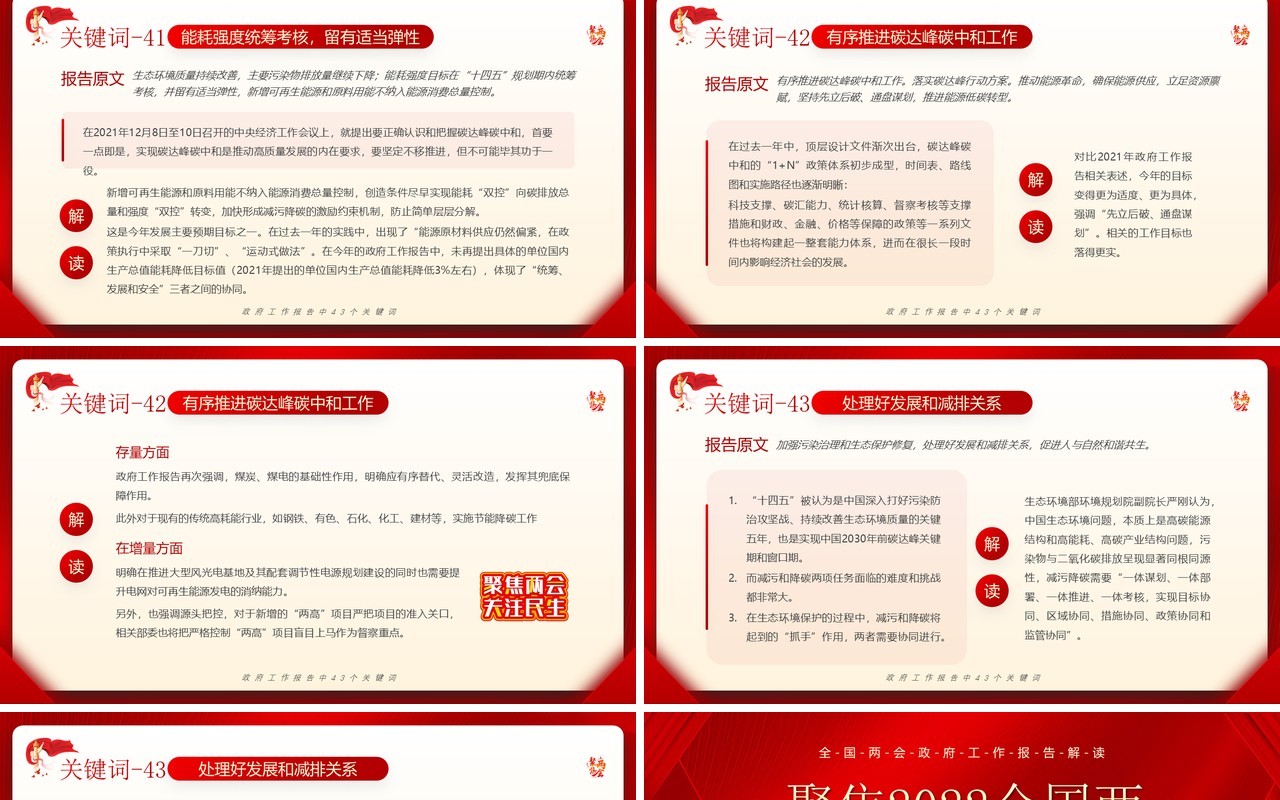 红色党政风政府工作报告中四十三个关键词PPT模板