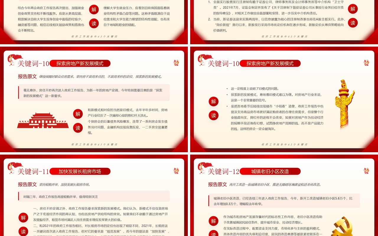 红色党政风政府工作报告中四十三个关键词PPT模板
