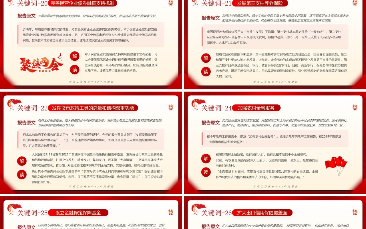 红色党政风政府工作报告中四十三个关键词PPT模板