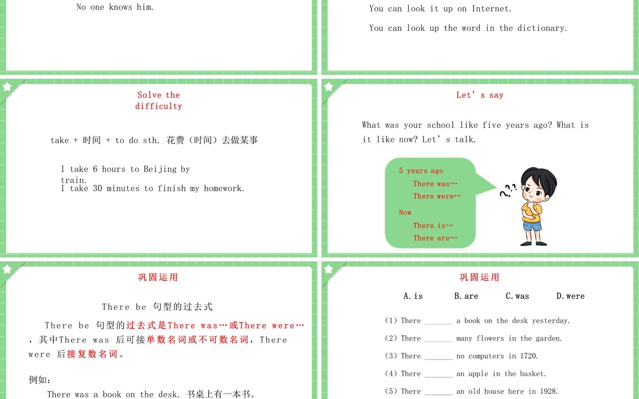 人教版六年级英语下册Then and Now第一课时教育课件PPT模板