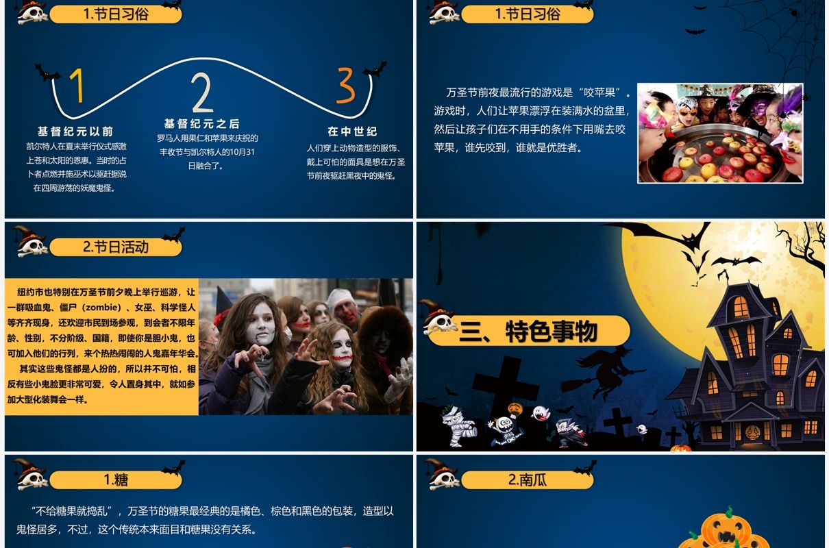 创意卡通万圣节的起源故事介绍PPT模板
