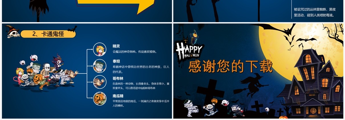 创意卡通万圣节的起源故事介绍PPT模板