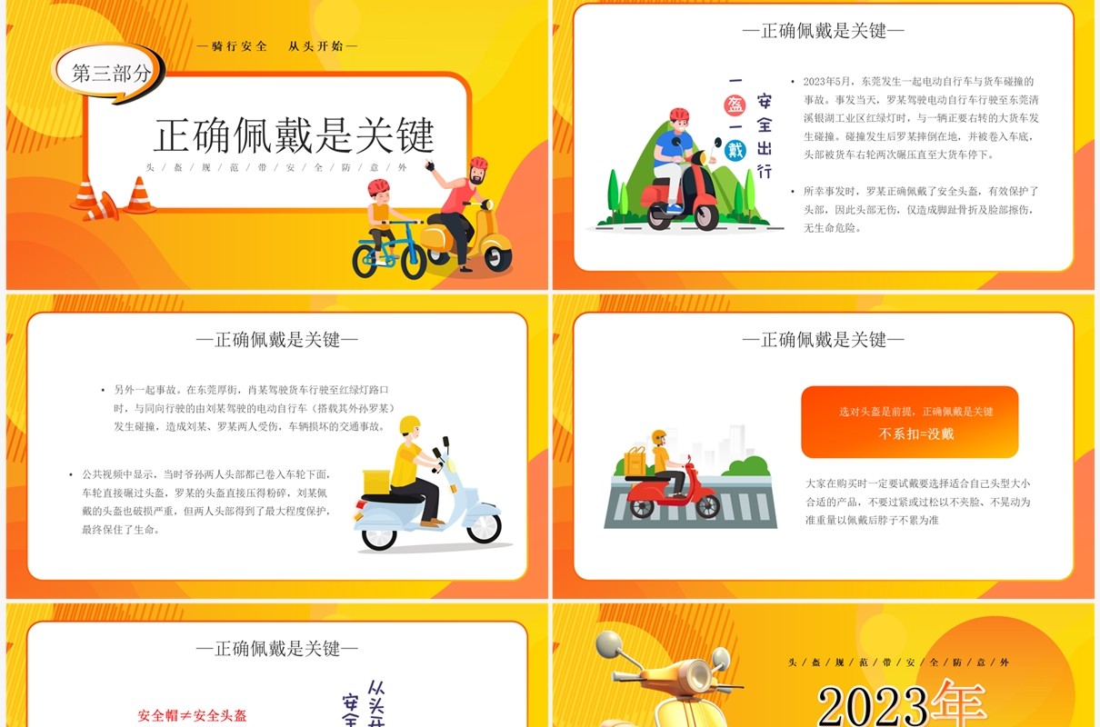 橙色卡通风2023年电动车新规PPT模板