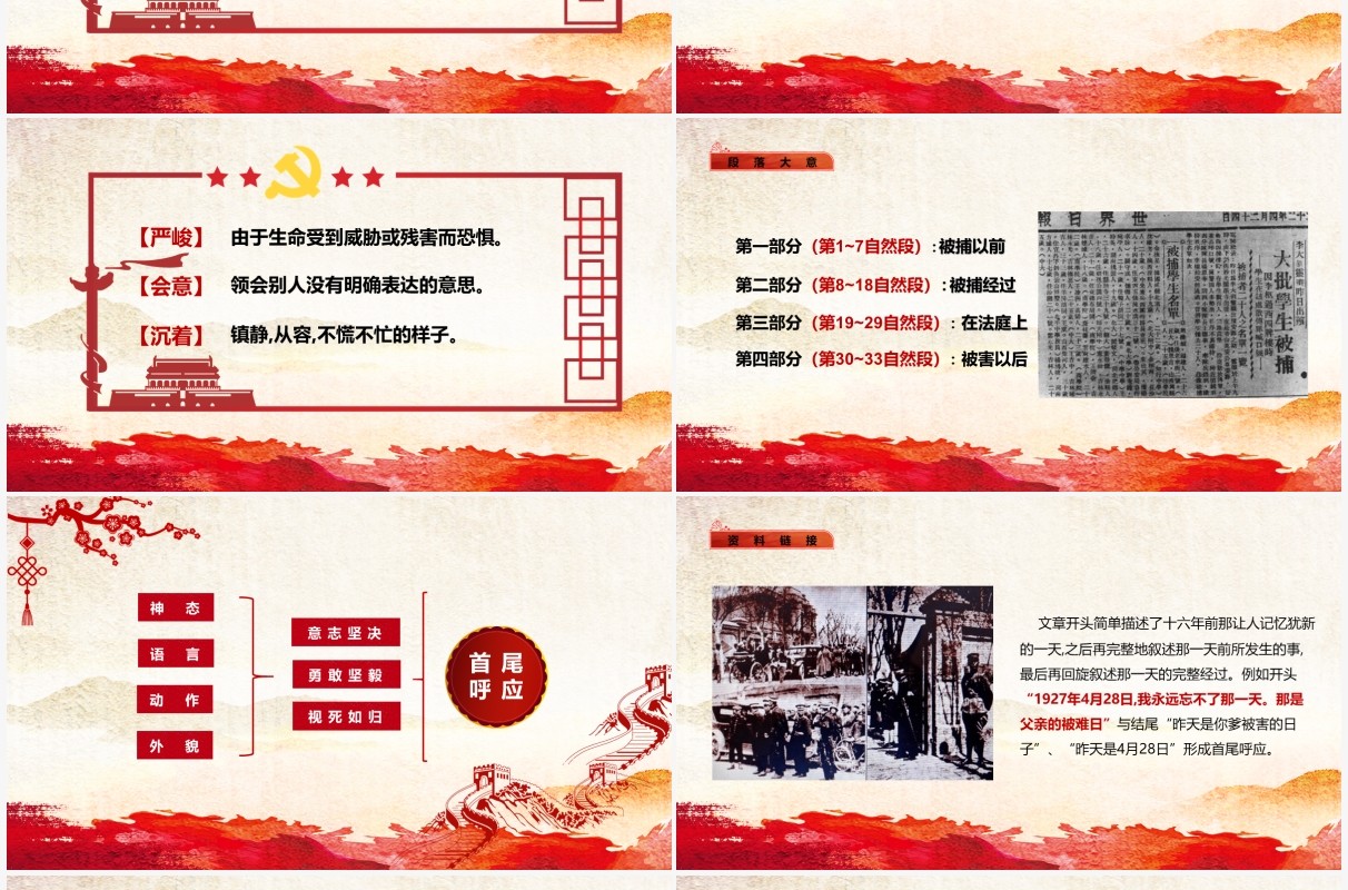 部编版六年级语文下册十六年前的回忆课件PPT模板