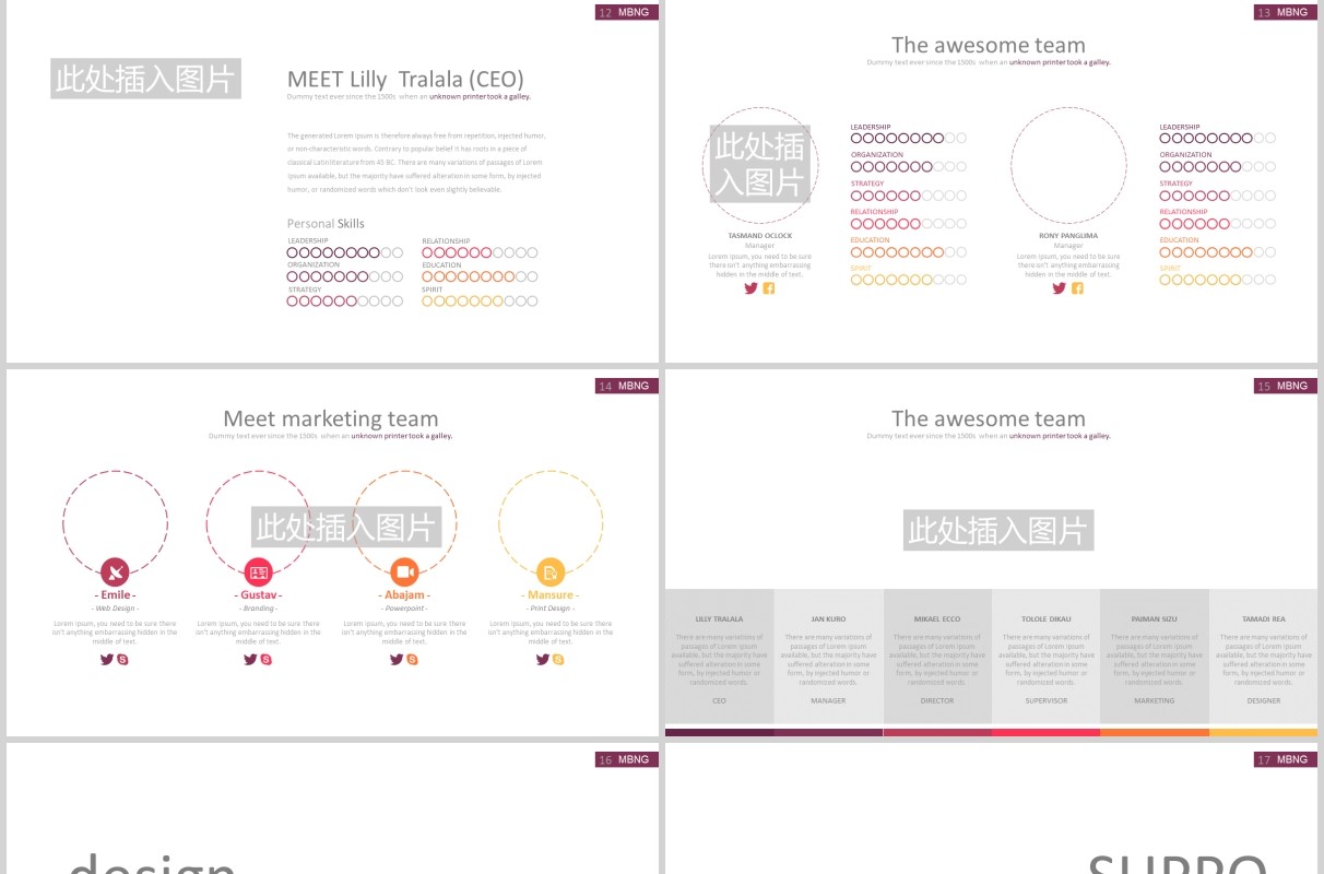 创意简约公司宣传介绍团队架构图PPT图片版式设计模板Mahbang Powerpoint