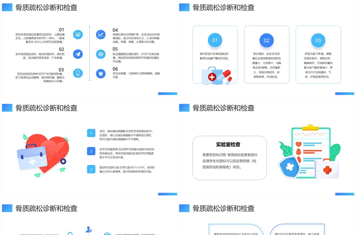 蓝色卡通风骨质疏松症护理查房医疗培训PPT模板