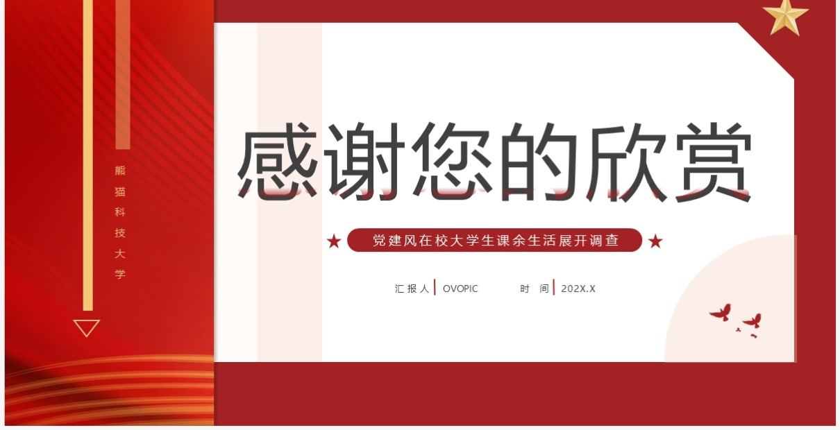 红色简约风大学思政实践报告PPT模板