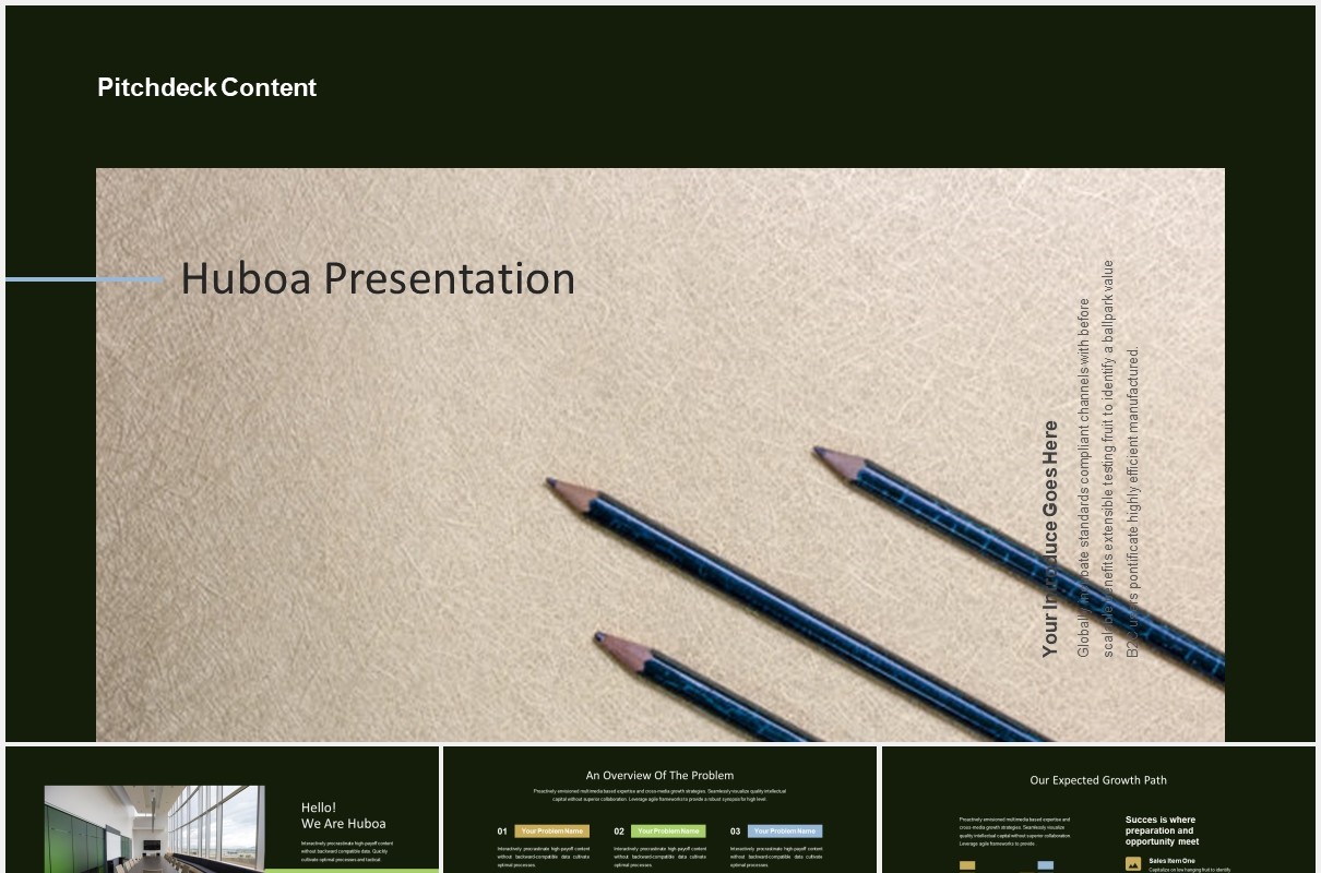 深色商务公司宣传介绍PPT模板Huboa-Craft Business Pitch Deck Powerpoint