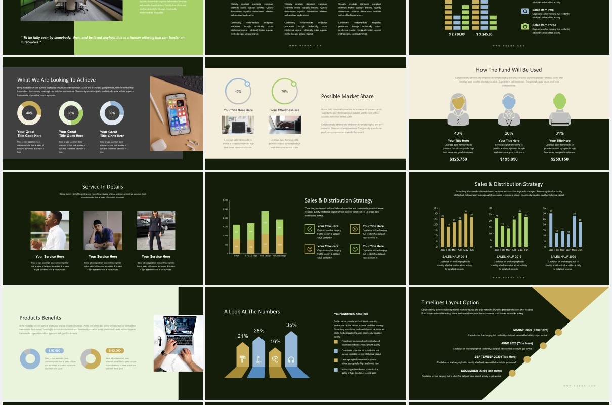 深色商务公司宣传介绍PPT模板Huboa-Craft Business Pitch Deck Powerpoint
