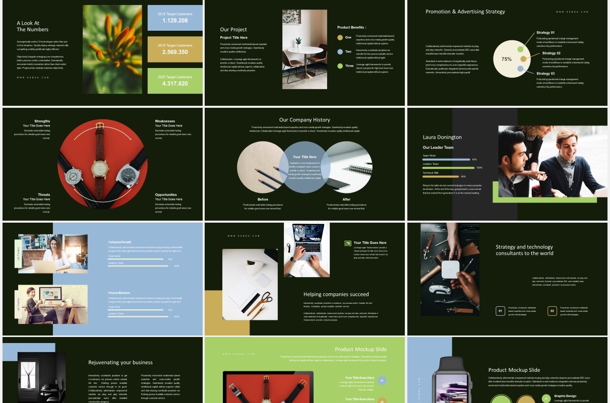 深色商务公司宣传介绍PPT模板Huboa-Craft Business Pitch Deck Powerpoint