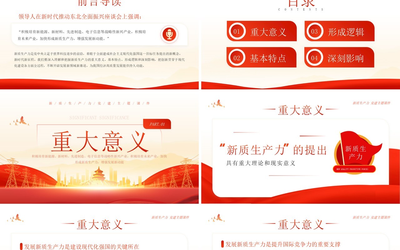 红色简约风新质生产力的形成逻辑与影响PPT模板