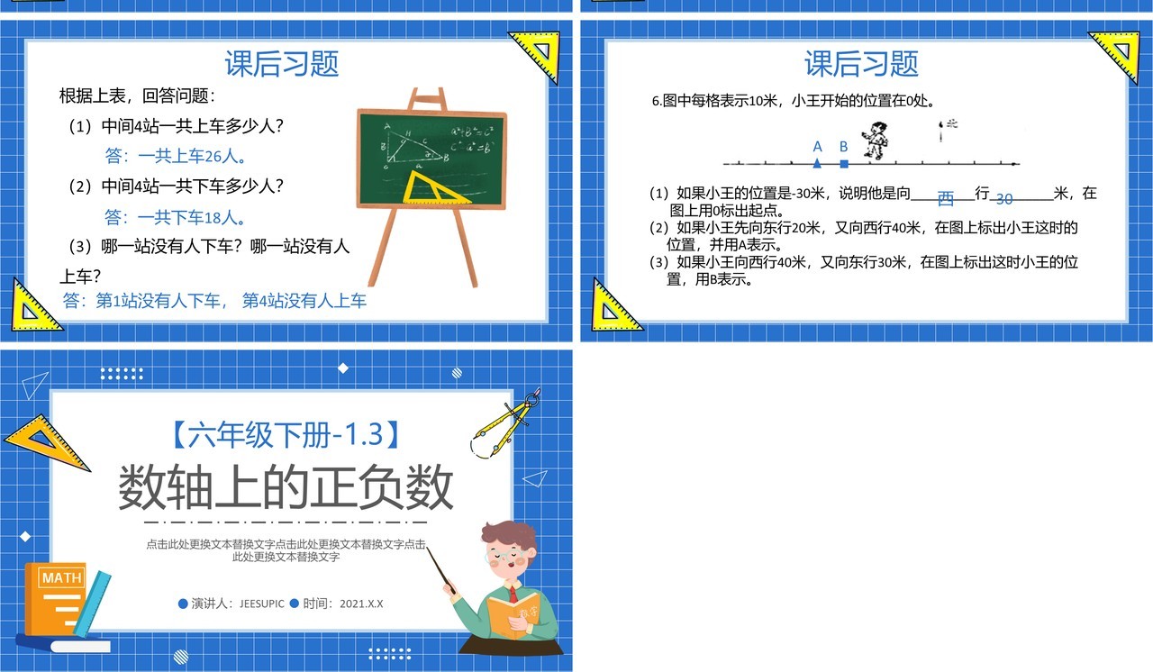 部编版六年级数学下册数轴上的正负数课件PPT模板