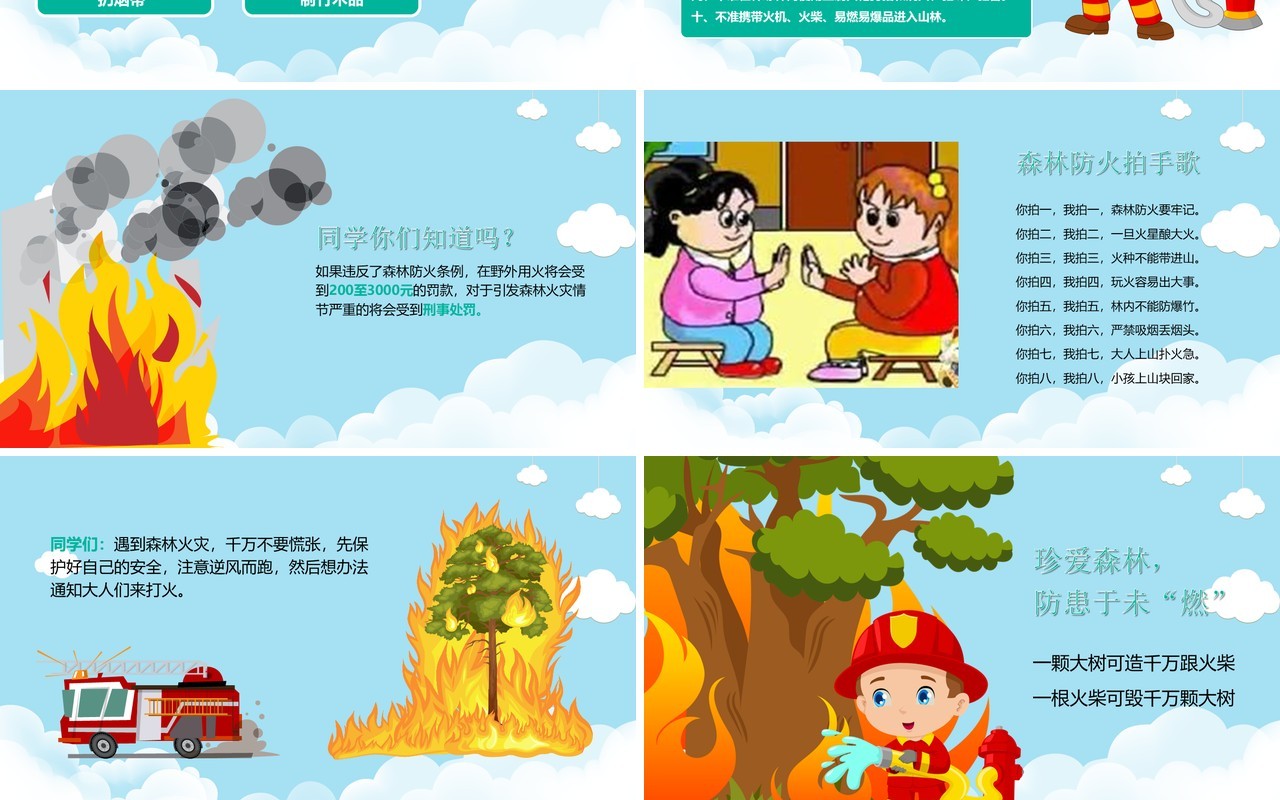 卡通消防安全课件防火宣传教育培训课件PPT模板