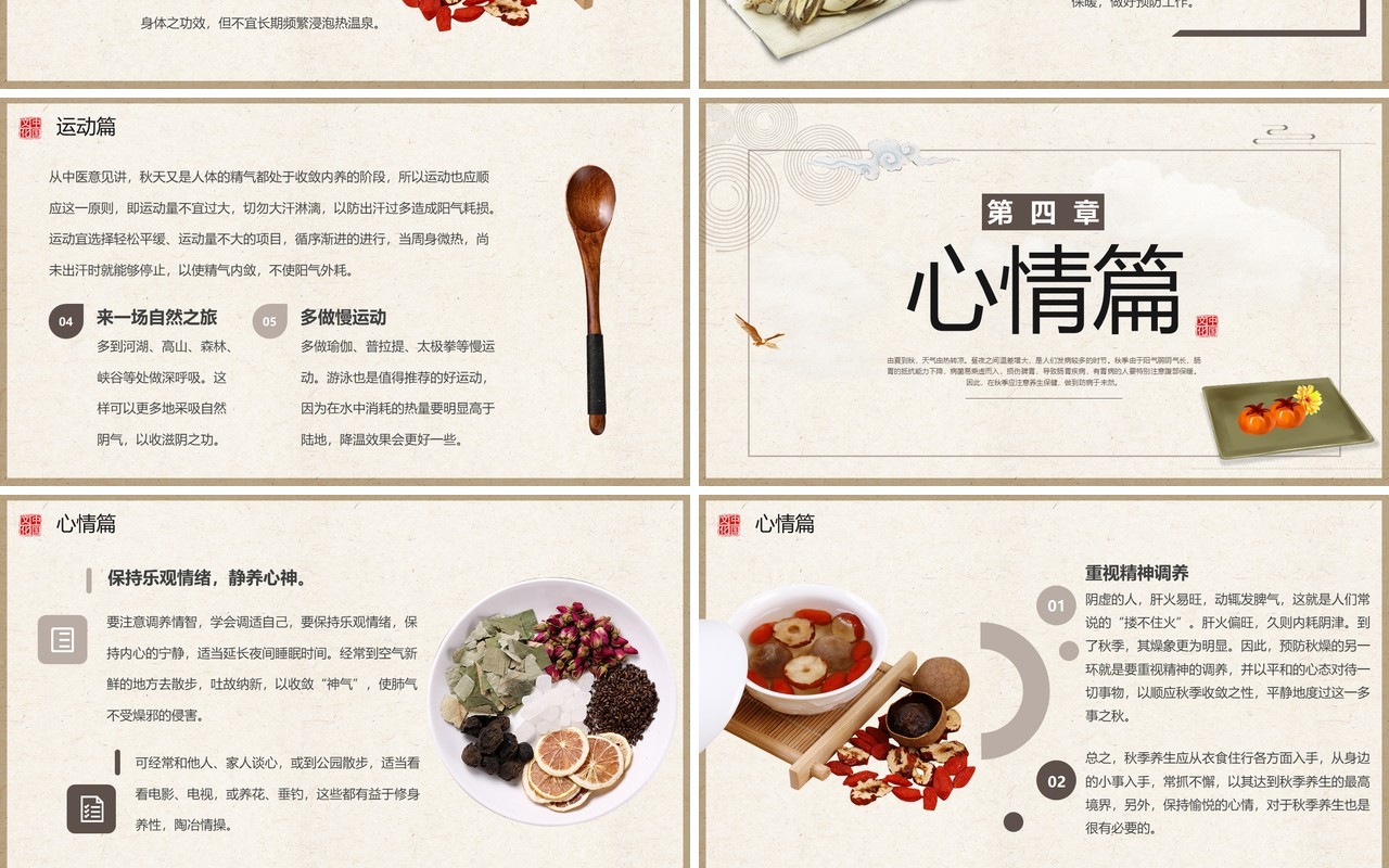 古典中国风秋季养生保健宣传PPT模板
