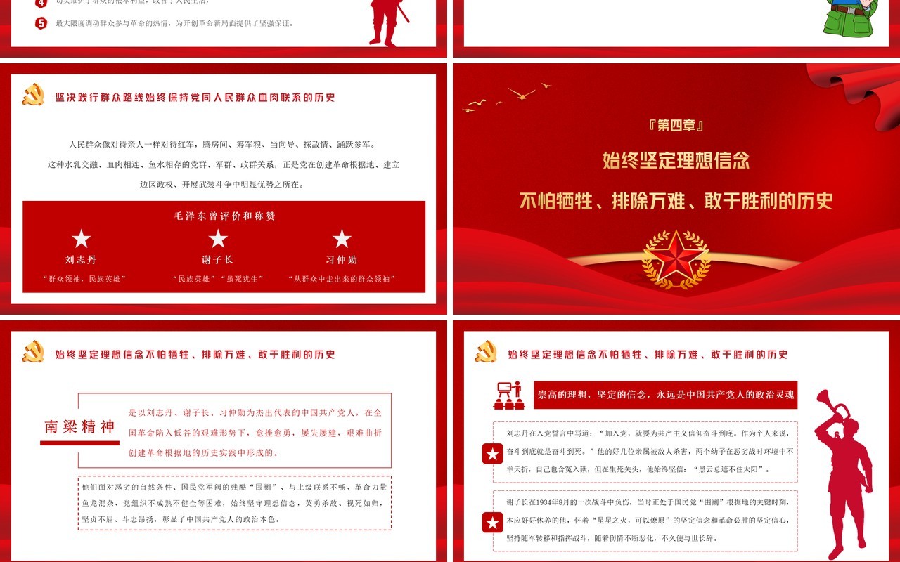 红色党政风重温南梁精神坚定理想信念党史学习PPT模板