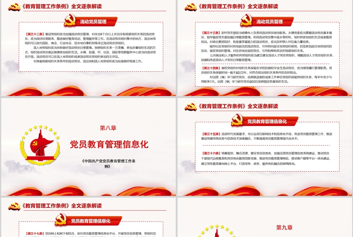 红色党建党政党课中国共产党党员教育管理工作条例课件PPT模板