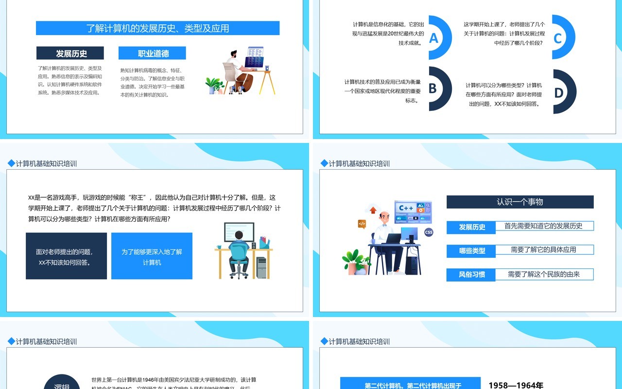 计算机培训熟悉计算机基础知识动态PPT模板