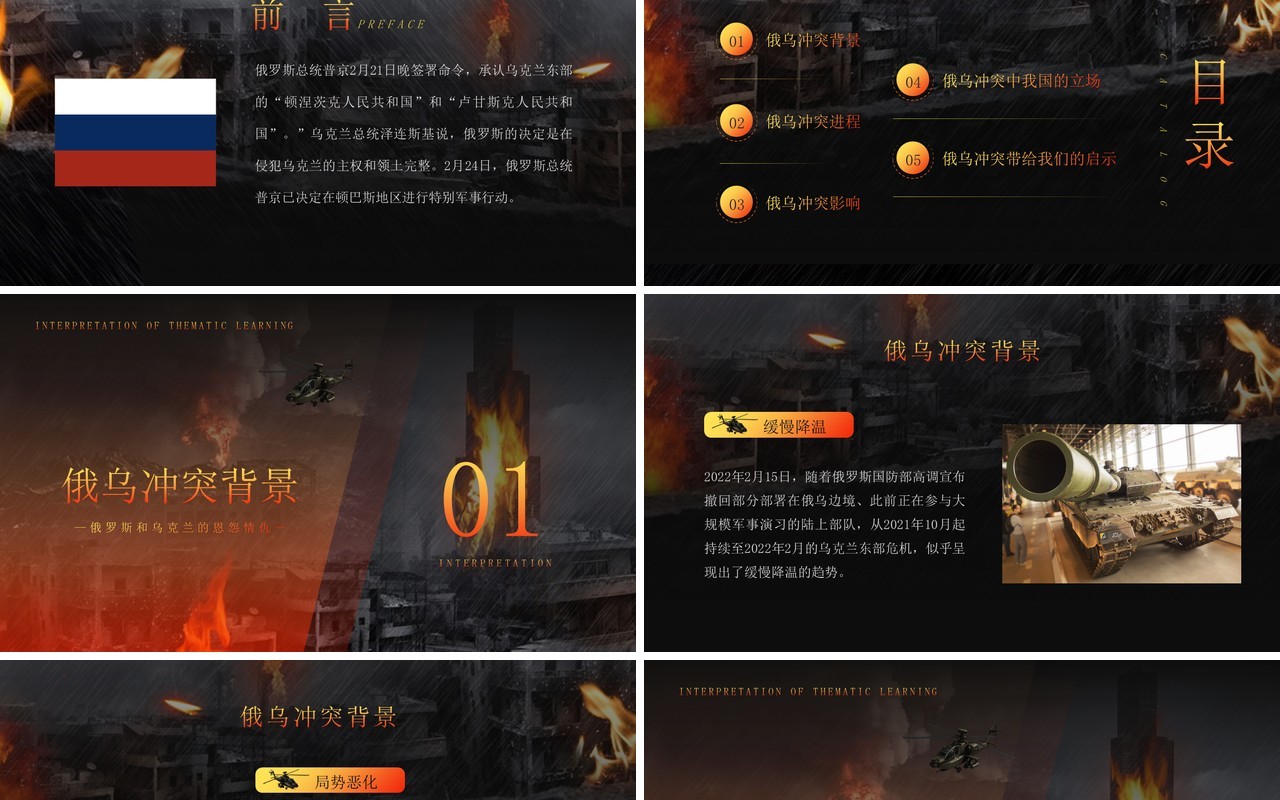 橙色简约风俄乌冲突专题解读PPT模板