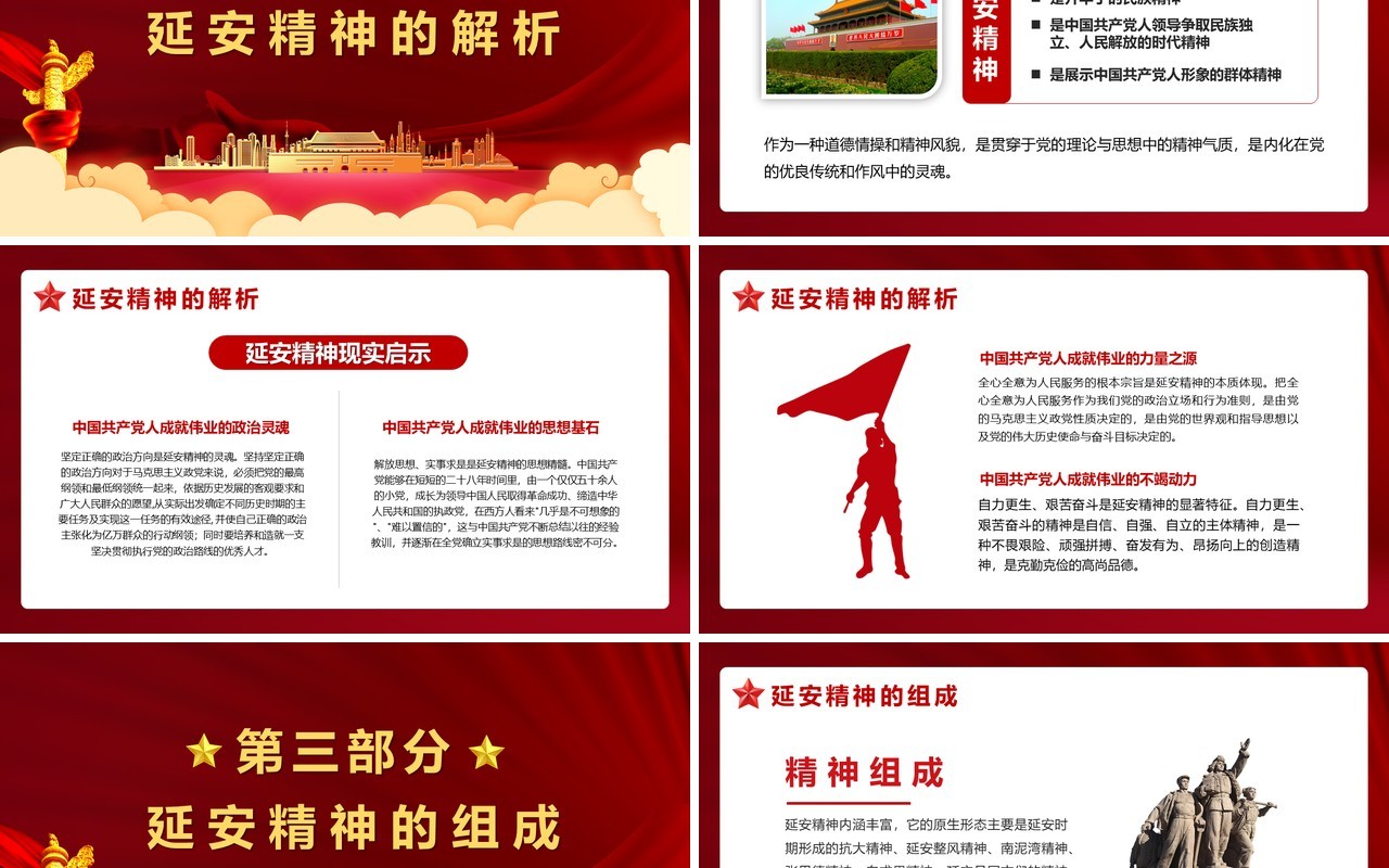 党政弘扬延安精神勇担时代使命学习解读党建党课PPT模板