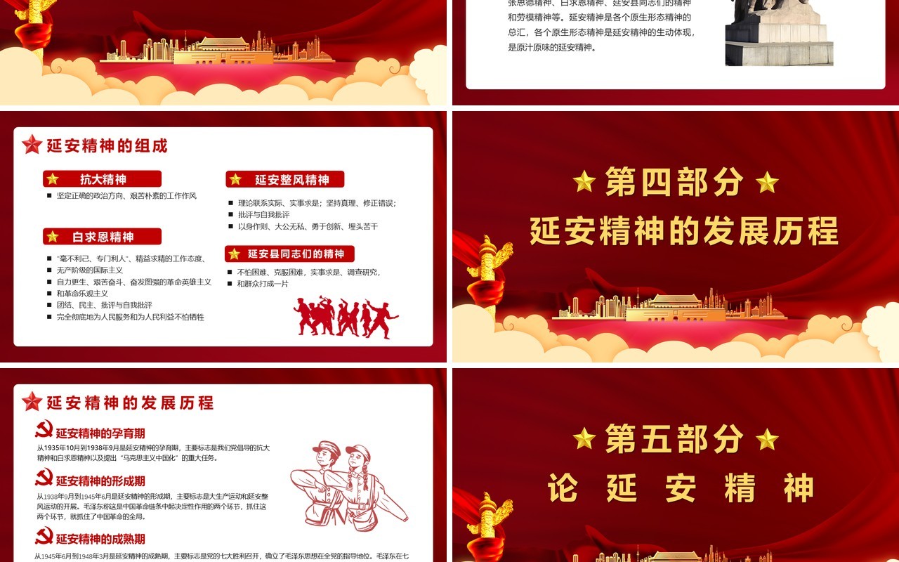 党政弘扬延安精神勇担时代使命学习解读党建党课PPT模板