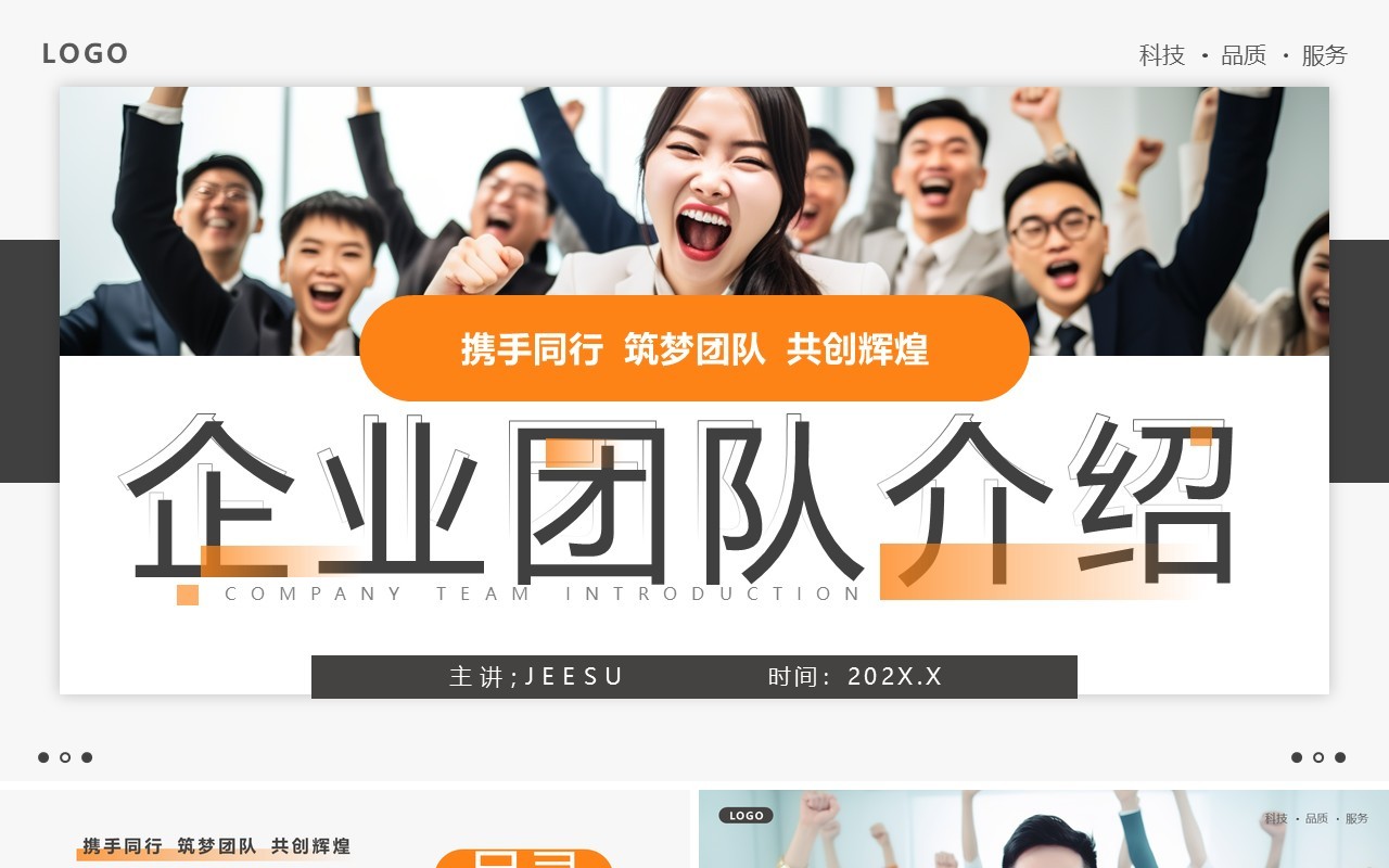 橙色商务风企业团队介绍PPT模板