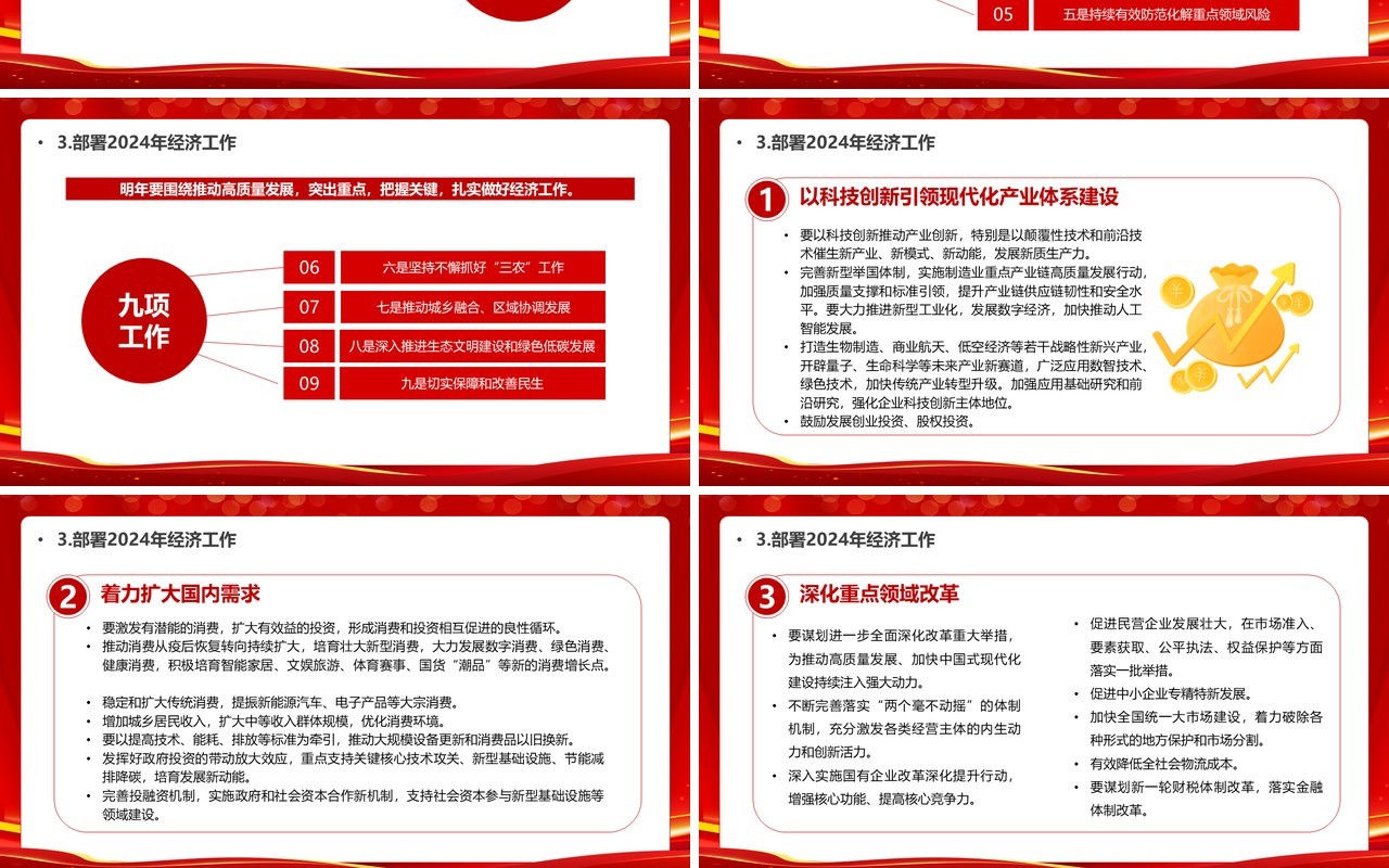 红色党政风2023中央经济工作会议PPT模板