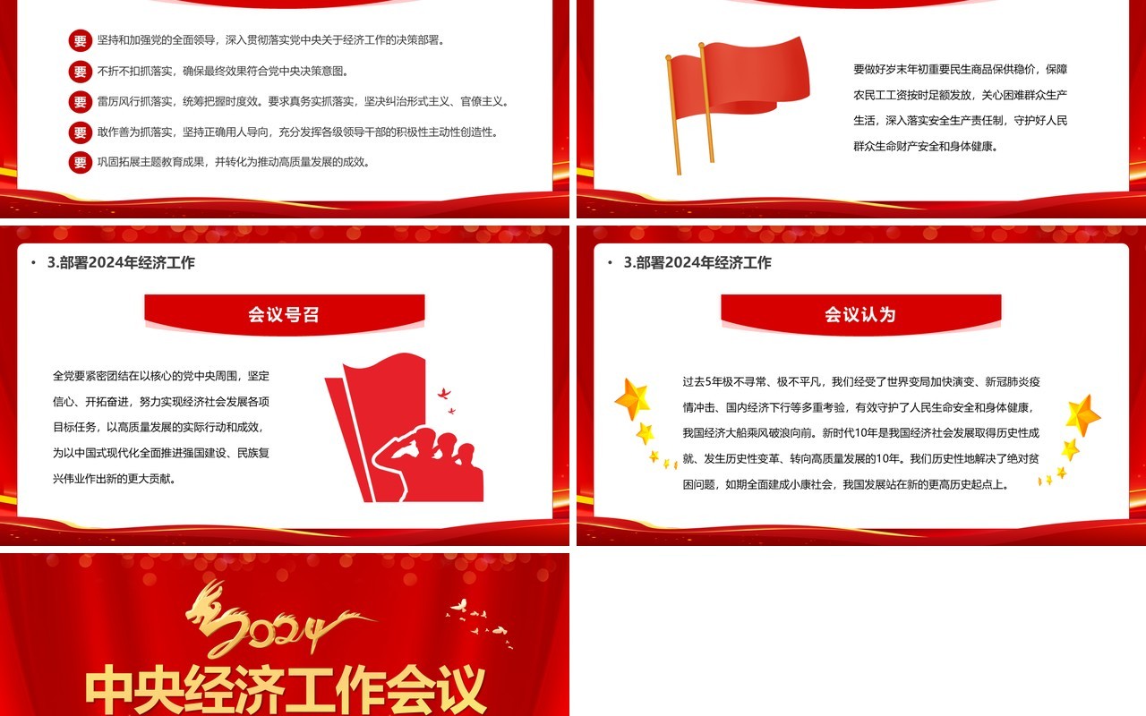 红色党政风2023中央经济工作会议PPT模板