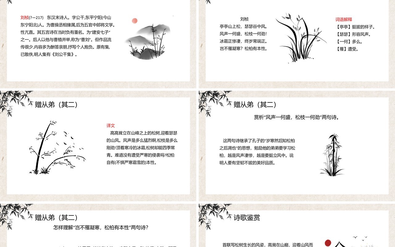 部编版八年级语文上册赠从弟课件PPT模板
