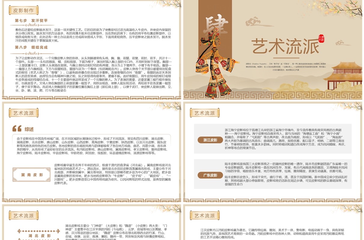 棕色中国风非遗系列之皮影戏PPT模板