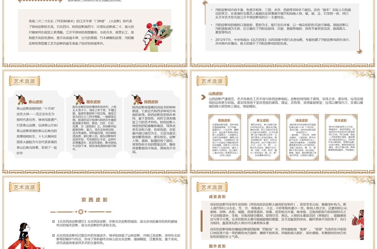 棕色中国风非遗系列之皮影戏PPT模板