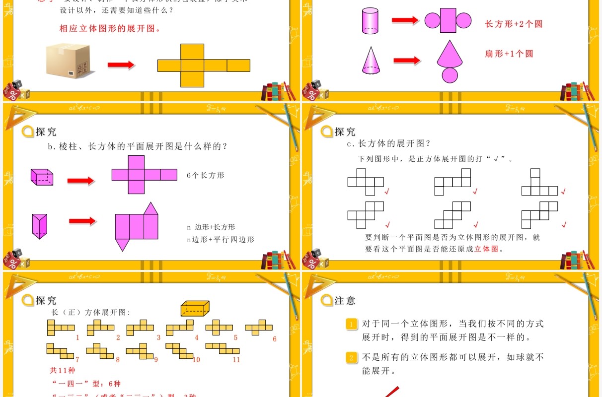 部编版七年级数学上册从不同方向看立体图形和立体图形的展开图课件PPT模板