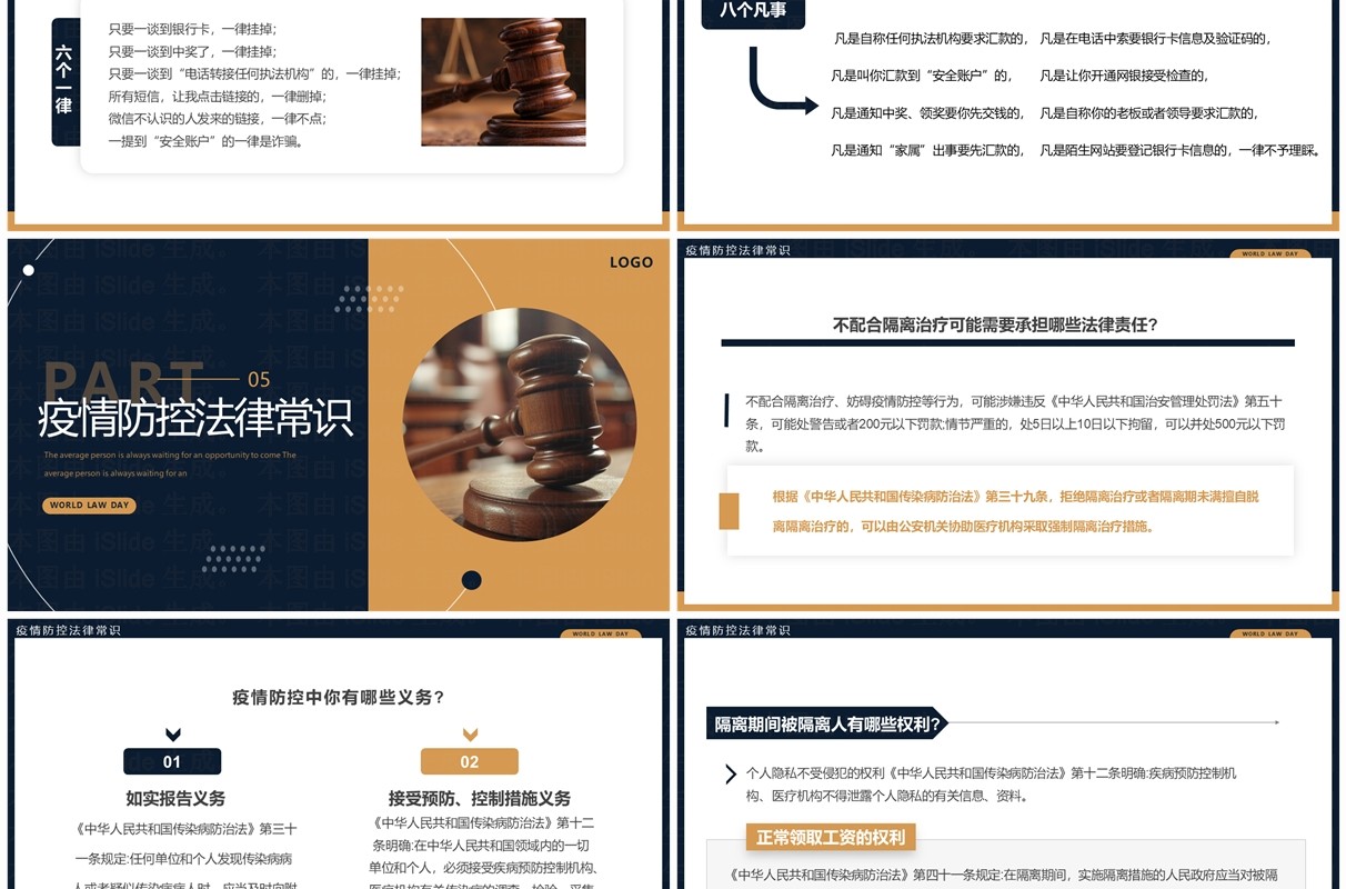 蓝棕色简约风世界法律日PPT模板