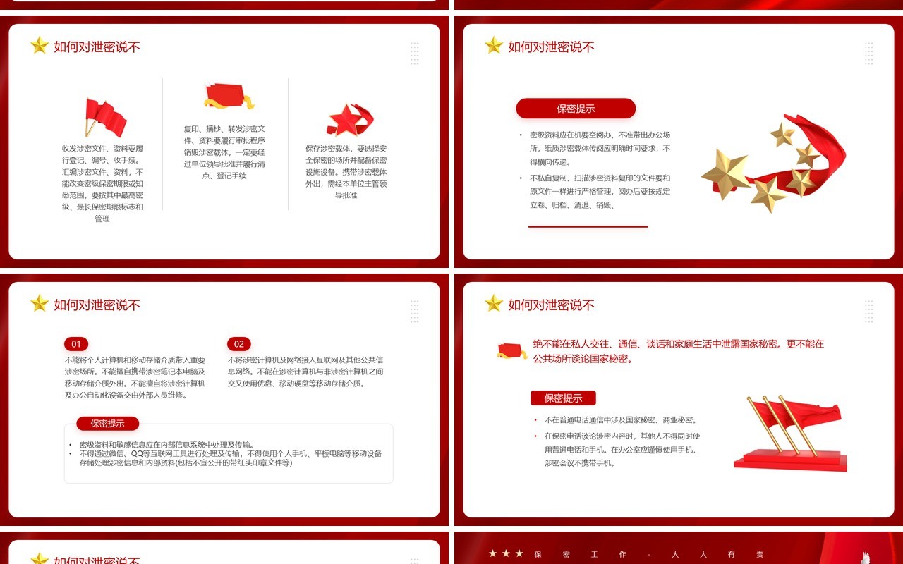 红色简约风保守国家秘密法解读学习PPT模板
