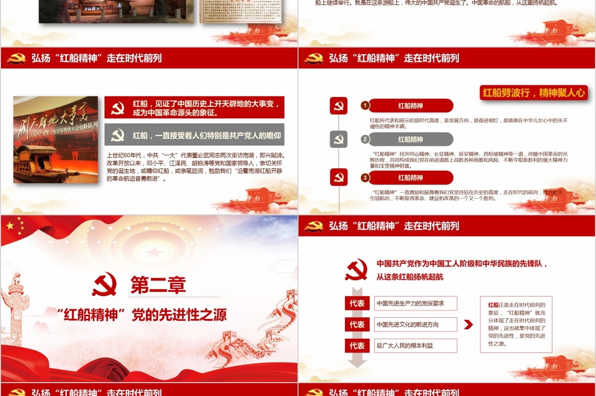 十九大会议红船精神走在时代前列党建党课PPT模板