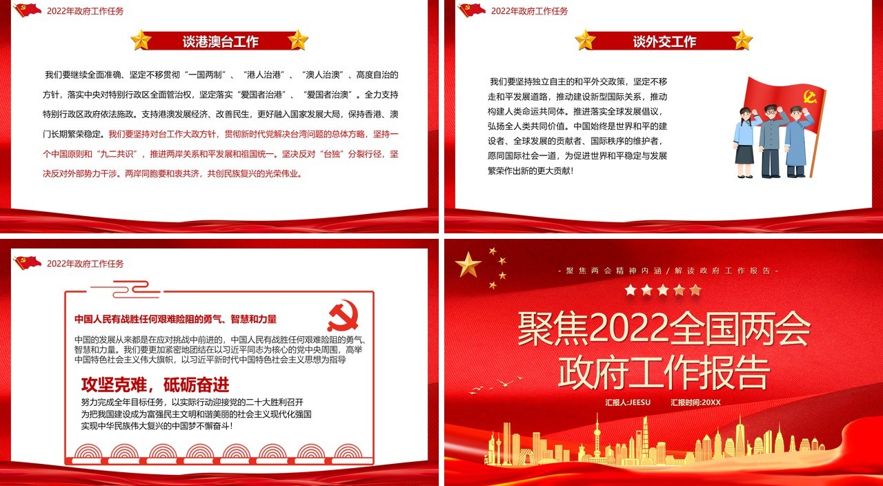 聚焦2022年全国两会政府工作报告PPT模板