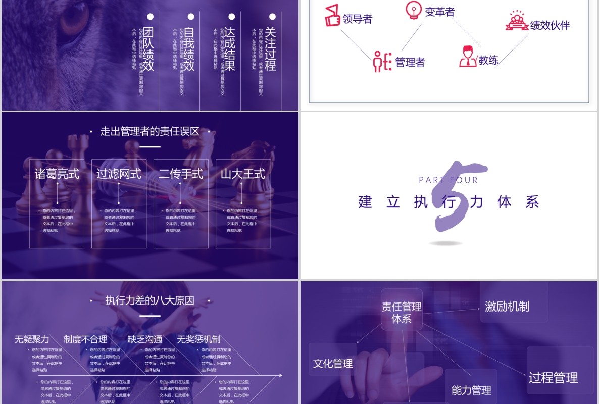 紫色责任心与执行力企业员工培训PPT课件模板
