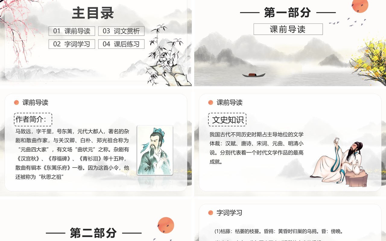 部编版七年级语文上册天净沙秋思课件PPT模板