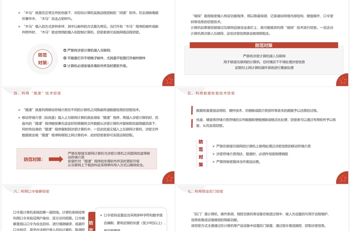 红色简约风公安消防大队保密安全教育PPT模板